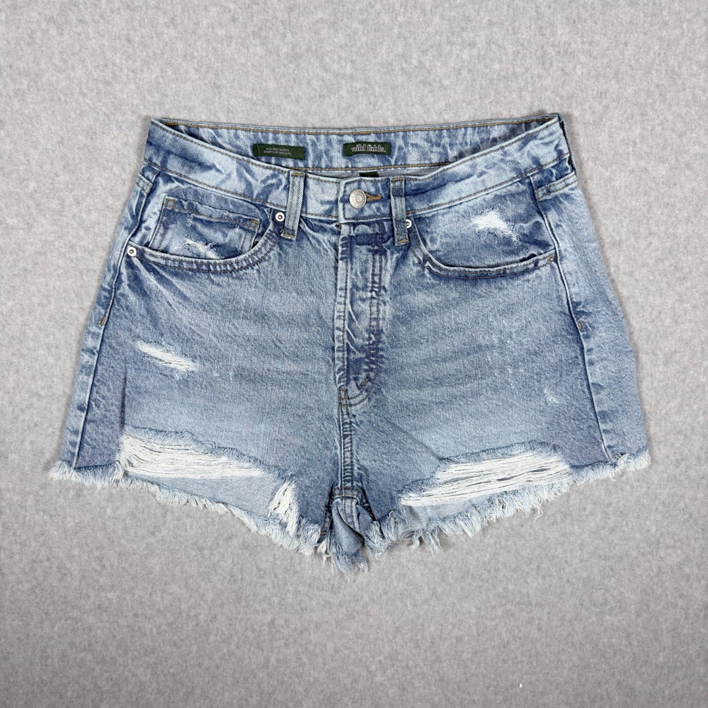 Wild Fable Womens High Rise Distressed Denim Shorts Light Wash Size 8